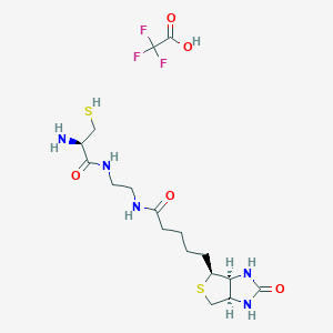 molecular formula C17H28F3N5O5S2 B12844875 5-[(3aS,4S,6aR)-2-oxo-1,3,3a,4,6,6a-hexahydrothieno[3,4-d]imidazol-4-yl]-N-[2-[[(2R)-2-amino-3-sulfanylpropanoyl]amino]ethyl]pentanamide;2,2,2-trifluoroacetic acid 