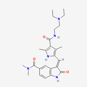 molecular formula C25H33N5O3 B12845000 (3E)-3-[[4-[2-(diethylamino)ethylcarbamoyl]-3,5-dimethyl-1H-pyrrol-2-yl]methylidene]-N,N-dimethyl-2-oxo-1H-indole-5-carboxamide 