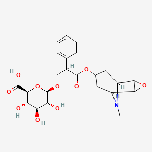 (2S,3S,4S,5R,6R)-3,4,5-Trihydroxy-6-(3-((9-methyl-3-oxa-9-azatricyclo[3.3.1.02,4]nonan-7-yl)oxy)-3-oxo-2-phenylpropoxy)tetrahydro-2H-pyran-2-carboxylic acid