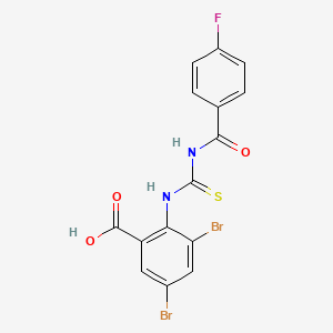 3,5-Dibromo-2-[(4-fluorobenzoyl)carbamothioylamino]benzoic acid