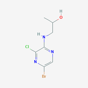 molecular formula C7H9BrClN3O B12845226 1-((5-Bromo-3-chloropyrazin-2-yl)amino)propan-2-ol 