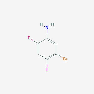 molecular formula C6H4BrFIN B12845250 5-Bromo-2-fluoro-4-iodoaniline 