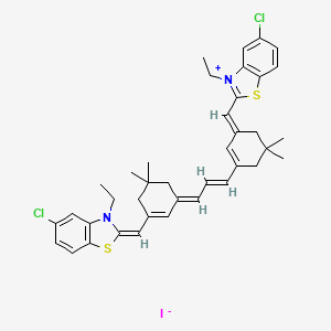 molecular formula C39H43Cl2IN2S2 B12845263 5-Chloro-2-({3-[3-(3-{[5-chloro-3-ethyl-1,3-benzothiazol-2(3h)-ylidene]methyl}-5,5-dimethyl-2-cyclohexen-1-ylidene)-1-propenyl]-5,5-dimethyl-2-cyclohexen-1-ylidene}methyl)-3-ethyl-1,3-benzothiazol-3-ium iodide 