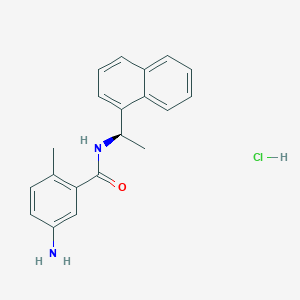 molecular formula C20H21ClN2O B12845271 (R)-5-Amino-2-methyl-N-(1-(naphthalen-1-yl)ethyl)benzamide hydrochloride 