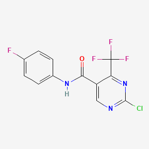 molecular formula C12H6ClF4N3O B12845307 N5-(4-fluorophenyl)-2-chloro-4-(trifluoromethyl)pyrimidine-5-carboxamide 