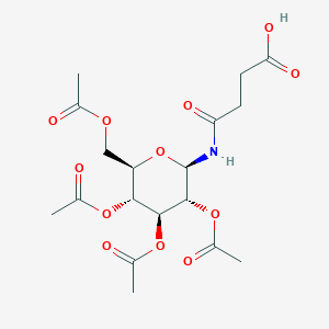 molecular formula C18H25NO12 B12845383 4-Oxo-4-(((2R,3R,4S,5R,6R)-3,4,5-triacetoxy-6-(acetoxymethyl)tetrahydro-2H-pyran-2-yl)amino)butanoic acid 