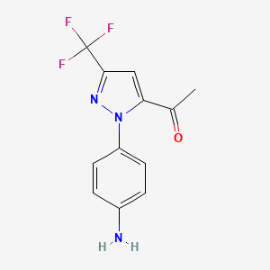 molecular formula C12H10F3N3O B12845385 1-(1-(4-Aminophenyl)-3-(trifluoromethyl)-1H-pyrazol-5-yl)ethanone 