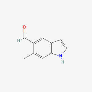 molecular formula C10H9NO B12845418 6-methyl-1H-indole-5-carbaldehyde 