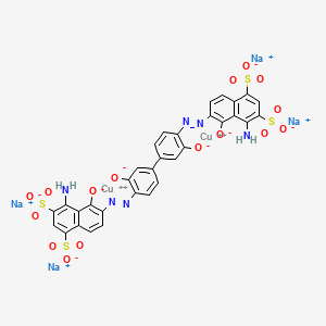 molecular formula C32H16Cu2N6Na4O16S4 B12845431 Copper,[tetrahydrogen 6,6'-[(3,3'-dihydroxy-4,4'-biphenylylene)bis(azo)]bis[4-amino-5-hydroxy-1,3-naphthalenedisulfonato(4-)]]di-,tetrasodium salt 