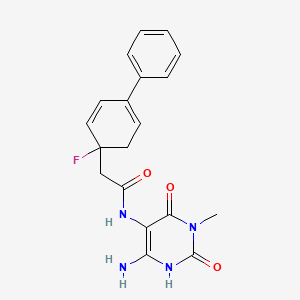 N-(6-Amino-3-methyl-2,4-dioxo-1,2,3,4-tetrahydro-5-pyrimidinyl)-2-(1-fluoro-4-phenylcyclohexa-2,4-dien-1-yl)acetamide