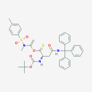 molecular formula C38H41N3O6S2 B12845677 O-(1-((N,4-Dimethylphenyl)sulfonamido)vinyl) (S)-2-((tert-butoxycarbonyl)amino)-4-oxo-4-(tritylamino)butanethioate 