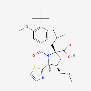 (2S,4S,5R)-1-(4-tert-butyl-3-methoxybenzoyl)-2-isobutyl-4-(methoxymethyl)-5-(thiazol-2-yl)pyrrolidine-2-carboxylic acid