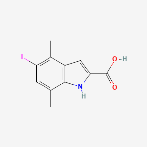 molecular formula C11H10INO2 B12845786 5-Iodo-4,7-dimethyl-1H-indole-2-carboxylic acid 