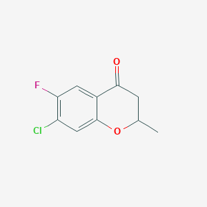 molecular formula C10H8ClFO2 B12845840 7-Chloro-6-fluoro-2-methylchroman-4-one 