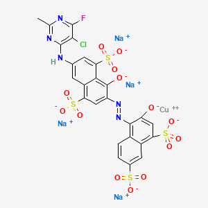 Cuprate(4-), (7-((5-chloro-2-fluoro-6-methyl-4-pyrimidinyl)amino)-4-(hydroxy-kappaO)-3-((2-(hydroxy-kappaO)-4,6-disulfo-1-naphthalenyl)azo-kappaN1)-1,5-naphthalenedisulfonato(6-))-, tetrasodium