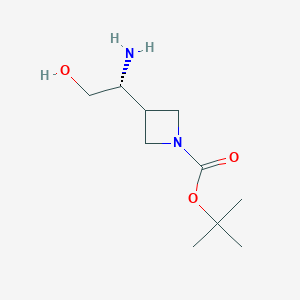 molecular formula C10H20N2O3 B12845899 tert-Butyl 3-[(1R)-1-amino-2-hydroxy-ethyl]azetidine-1-carboxylate 