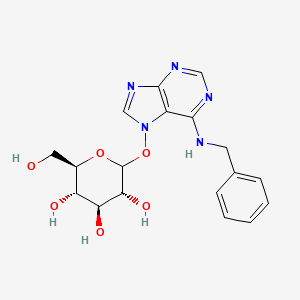 molecular formula C18H21N5O6 B12845912 (3R,4S,5S,6R)-2-((6-(Benzylamino)-7H-purin-7-yl)oxy)-6-(hydroxymethyl)tetrahydro-2H-pyran-3,4,5-triol 