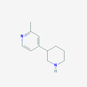 molecular formula C11H16N2 B12845948 2-Methyl-4-(piperidin-3-YL)pyridine 