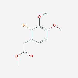 molecular formula C11H13BrO4 B12845956 Benzeneacetic acid, 2-bromo-3,4-dimethoxy-, methyl ester 