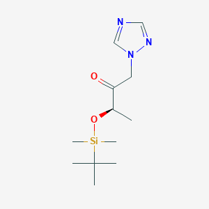 molecular formula C12H23N3O2Si B12845973 (R)-3-((tert-Butyldimethylsilyl)oxy)-1-(1H-1,2,4-triazol-1-yl)butan-2-one 