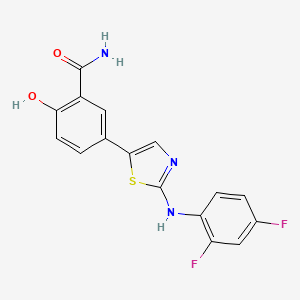 5-[2-(2,4-difluoroanilino)-1,3-thiazol-5-yl]-2-hydroxybenzamide