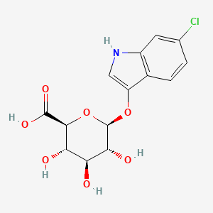 molecular formula C14H14ClNO7 B12846011 (2S,3S,4S,5R,6S)-6-((6-Chloro-1H-indol-3-yl)oxy)-3,4,5-trihydroxytetrahydro-2H-pyran-2-carboxylic acid 