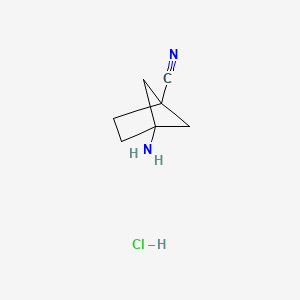 molecular formula C7H11ClN2 B12846080 4-Aminobicyclo[2.1.1]hexane-1-carbonitrile;hydrochloride 