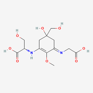 (2S)-2-((3-((Carboxymethyl)amino)-5-hydroxy-5-(hydroxymethyl)-2-methoxycyclohex-2-en-1-ylidene)amino)-3-hydroxypropanoic acid