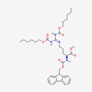 molecular formula C35H48N4O8 B12846277 (S)-2-((((9H-Fluoren-9-yl)methoxy)carbonyl)amino)-5-((8,12-dioxo-7,13-dioxa-9,11-diazanonadecan-10-ylidene)amino)pentanoic acid 