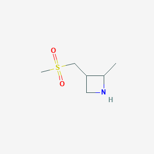 molecular formula C6H13NO2S B12846322 2-Methyl-3-((methylsulfonyl)methyl)azetidine 