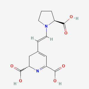 molecular formula C14H16N2O6 B12846327 (S)-4-(2-((S)-2-Carboxypyrrolidin-1-yl)vinyl)-2,3-dihydropyridine-2,6-dicarboxylic acid 