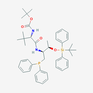 molecular formula C43H57N2O4PSi B12846376 tert-Butyl ((S)-1-(((2S,3R)-3-((tert-butyldiphenylsilyl)oxy)-1-(diphenylphosphaneyl)butan-2-yl)amino)-3,3-dimethyl-1-oxobutan-2-yl)carbamate 