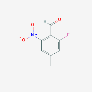 molecular formula C8H6FNO3 B12846566 2-Fluoro-4-methyl-6-nitrobenzaldehyde 