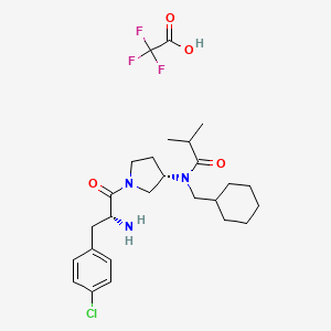 molecular formula C26H37ClF3N3O4 B12846617 N-((S)-1-((R)-2-Amino-3-(4-chlorophenyl)propanoyl)pyrrolidin-3-yl)-N-(cyclohexylmethyl)isobutyramide 2,2,2-trifluoroacetate 