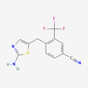 molecular formula C12H8F3N3S B1284671 4-[(2-Amino-1,3-thiazol-5-yl)methyl]-3-(trifluoromethyl)benzonitrile 