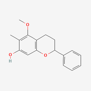 molecular formula C17H18O3 B12846736 3,4-Dihydro-5-methoxy-6-methyl-2-phenyl-2H-1-benzopyran-7-ol 