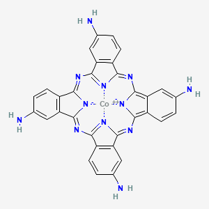 molecular formula C32H20CoN12 B12846759 cobalt(2+);2,11,20,29,37,39-hexaza-38,40-diazanidanonacyclo[28.6.1.13,10.112,19.121,28.04,9.013,18.022,27.031,36]tetraconta-1,3,5,7,9,11,13(18),14,16,19(39),20,22(27),23,25,28,30(37),31(36),32,34-nonadecaene-6,15,24,33-tetramine 