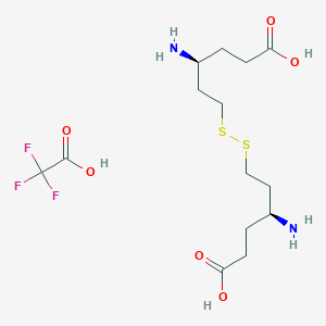 molecular formula C14H25F3N2O6S2 B12846866 (4S)-4-Amino-6-[(3S)-3-Amino-6-Hydroxy-6-Oxohexyl]Disulfanylhexanoic Acid; 2,2,2-Trifluoroacetic Acid 