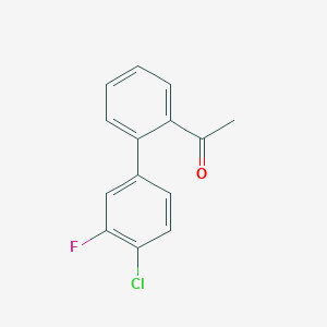 molecular formula C14H10ClFO B12846991 1-(4'-Chloro-3'-fluoro-[1,1'-biphenyl]-2-yl)ethan-1-one 