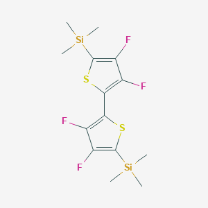 molecular formula C14H18F4S2Si2 B12847143 (Perfluoro-[2,2'-bithiophene]-5,5'-diyl)bis(trimethylsilane) 