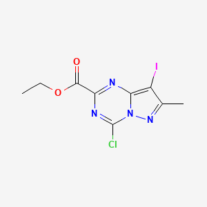 molecular formula C9H8ClIN4O2 B12847829 Ethyl 4-chloro-8-iodo-7-methyl-pyrazolo[1,5-a][1,3,5]triazine-2-carboxylate 