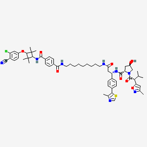 N1-(trans-3-(3-chloro-4-cyanophenoxy)-2,2,4,4-tetramethylcyclobutyl)-N4-(9-((S)-3-((2S,4R)-4-hydroxy-1-((R)-3-methyl-2-(3-methylisoxazol-5-yl)butanoyl)pyrrolidine-2-carboxamido)-3-(4-(4-methylthiazol-5-yl)phenyl)propanamido)nonyl)terephthalamide