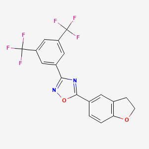 molecular formula C18H10F6N2O2 B12848064 3-[3,5-Bis(trifluoromethyl)phenyl]-5-(2,3-dihydro-1-benzofuran-5-yl)-1,2,4-oxadiazole 