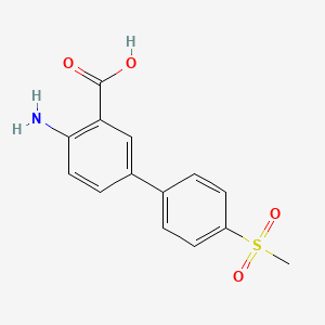 molecular formula C14H13NO4S B12848159 4-Amino-4'-(methylsulfonyl)[1,1'-biphenyl]-3-carboxylic acid 