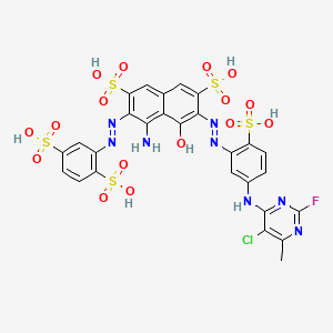 2,7-Naphthalenedisulfonic acid, 4-amino-6-((5-((5-chloro-2-fluoro-6-methyl-4-pyrimidinyl)amino)-2-sulfophenyl)azo)-3-((2,5-disulfophenyl)azo)-5-hydroxy-