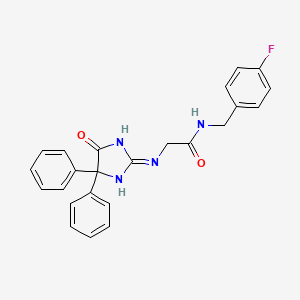 molecular formula C24H21FN4O2 B12848254 N-(4-Fluorobenzyl)-2-((4-oxo-5,5-diphenyl-4,5-dihydro-1H-imidazol-2-yl)amino)acetamide 