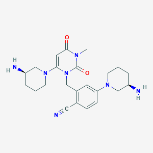 4-((R)-3-Aminopiperidin-1-yl)-2-((6-((R)-3-aminopiperidin-1-yl)-3-methyl-2,4-dioxo-3,4-dihydropyrimidin-1(2H)-yl)methyl)benzonitrile