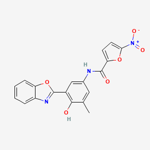 molecular formula C19H13N3O6 B12848450 N-(3-(benzo[d]oxazol-2-yl)-4-hydroxy-5-methylphenyl)-5-nitrofuran-2-carboxamide 