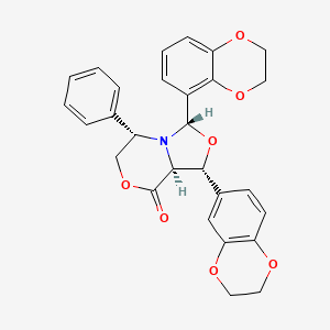 (1R,3S,5S,8aS)-3-(2,3-Dihydrobenzo[b][1,4]dioxin-5-yl)-1-(2,3-dihydrobenzo[b][1,4]dioxin-6-yl)-5-phenyltetrahydro-3H,8H-oxazolo[4,3-c][1,4]oxazin-8-one