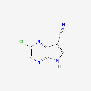 molecular formula C7H3ClN4 B12848737 2-Chloro-5H-pyrrolo[2,3-b]pyrazine-7-carbonitrile 